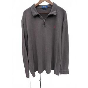 VTG Polo Ralph Lauren Men's Estate Rib Brown 1/4 Zip Pony Pullover Sweater